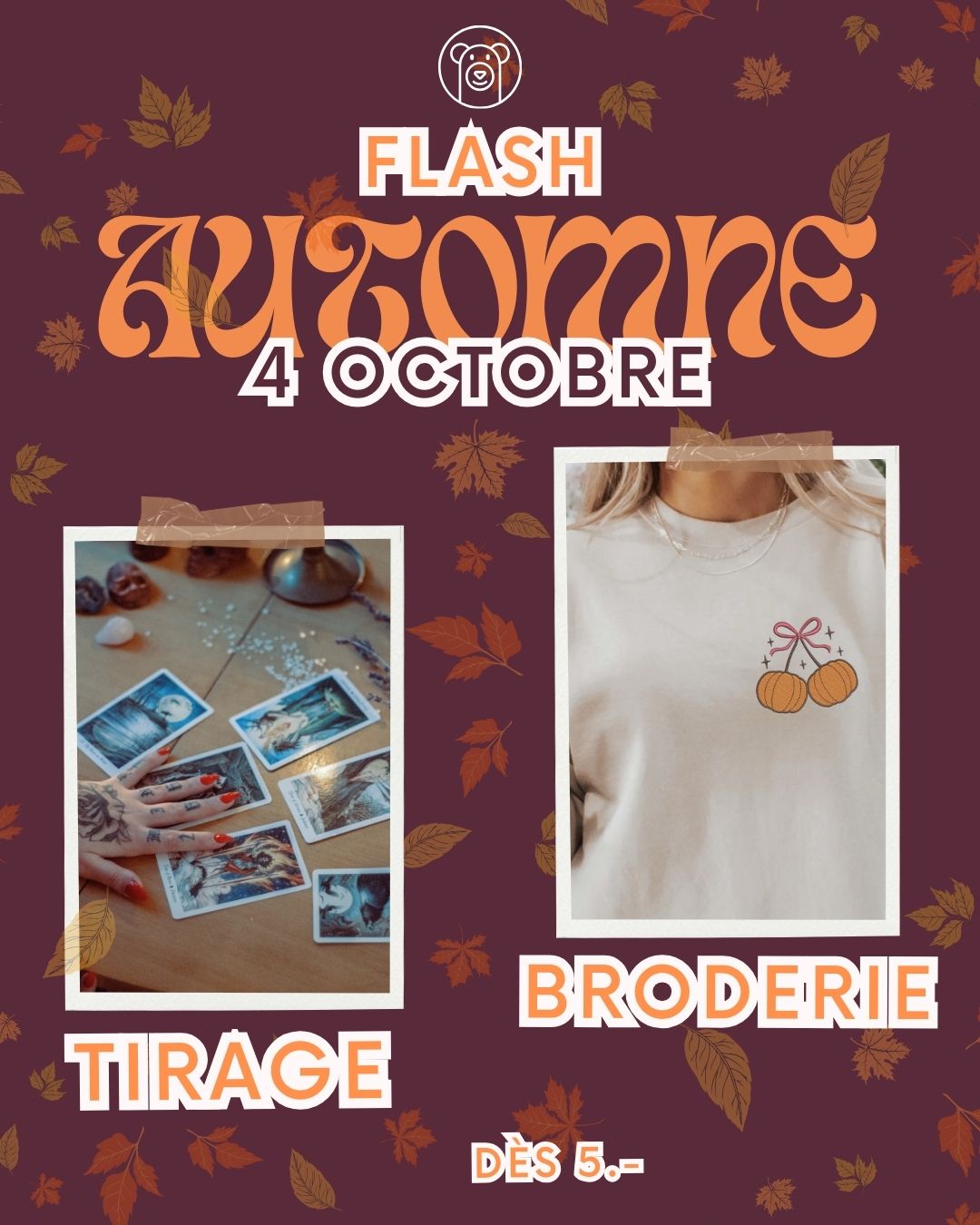 Flash Broderie et Tirage de cartes oracle 🔮 le 4 octobre à la boutique-atelier - dés 15h00