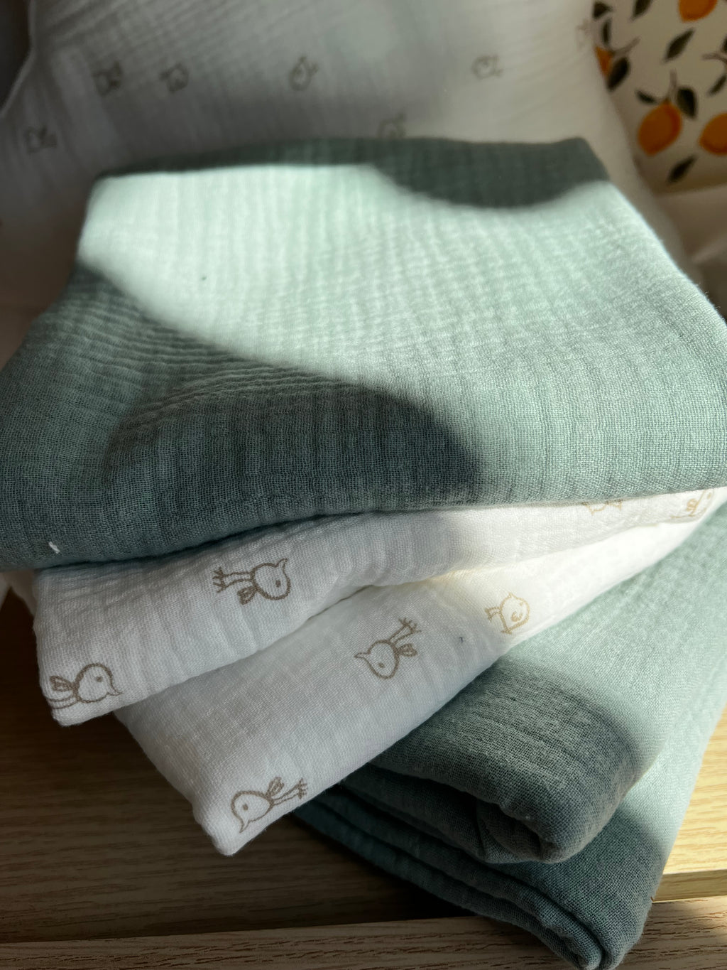 Lange hydrophile - blanc Double gaze fait main