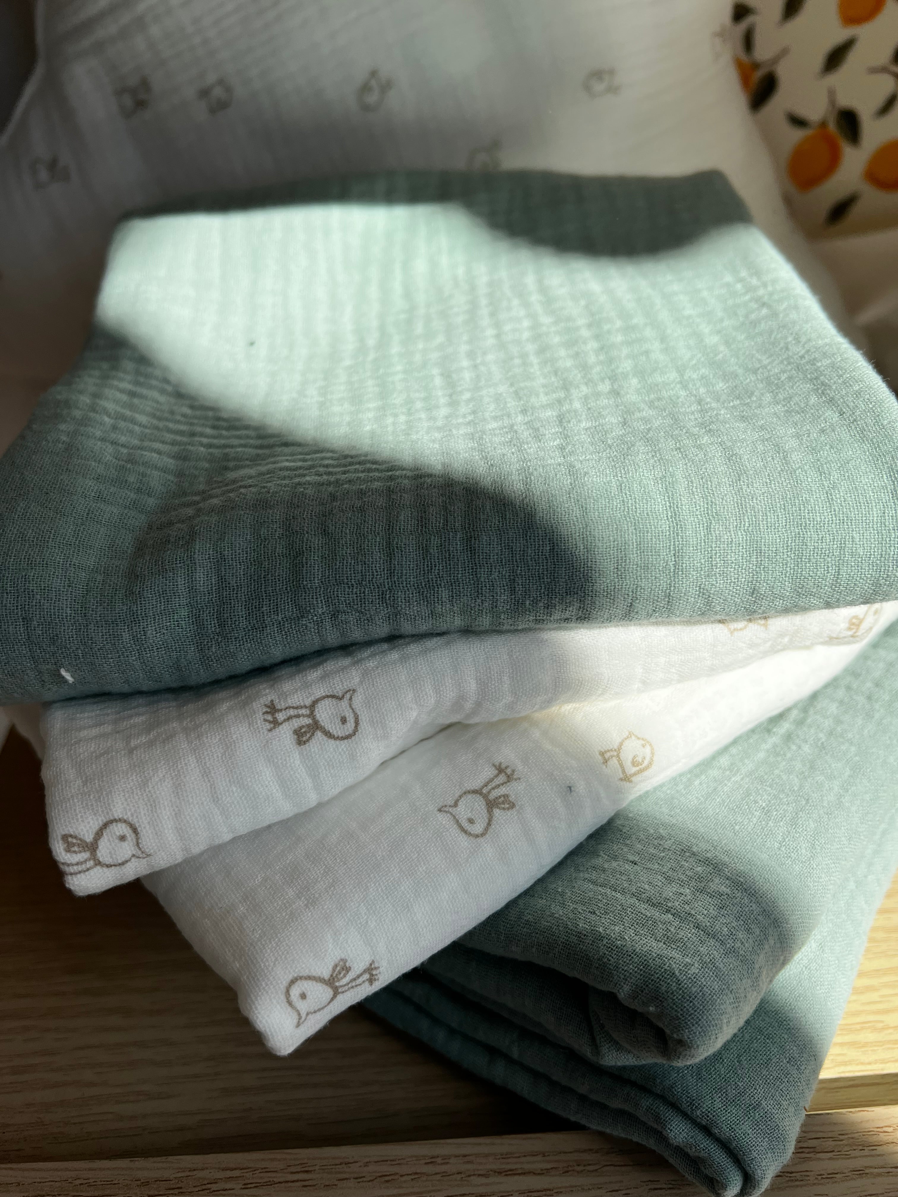 Lange hydrophile - blanc Double gaze fait main