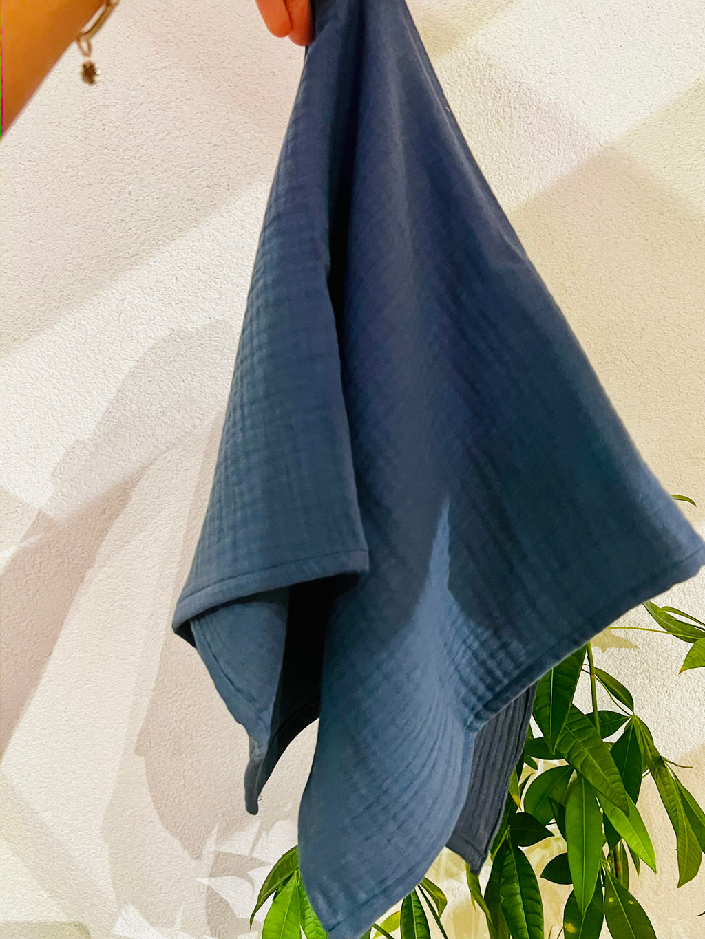 Lange hydrophile bleu denim - Triple gaze fait main