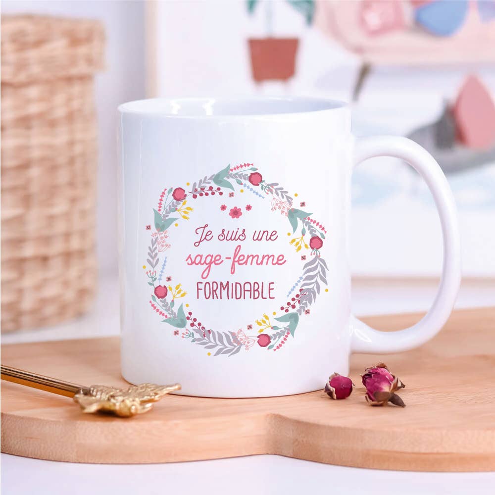 Ourson Câlin - Mug Rose Je suis une sage-femme formidable