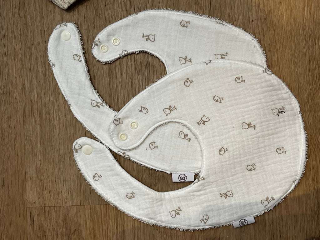 Bavoir 3 couleurs en double gaze