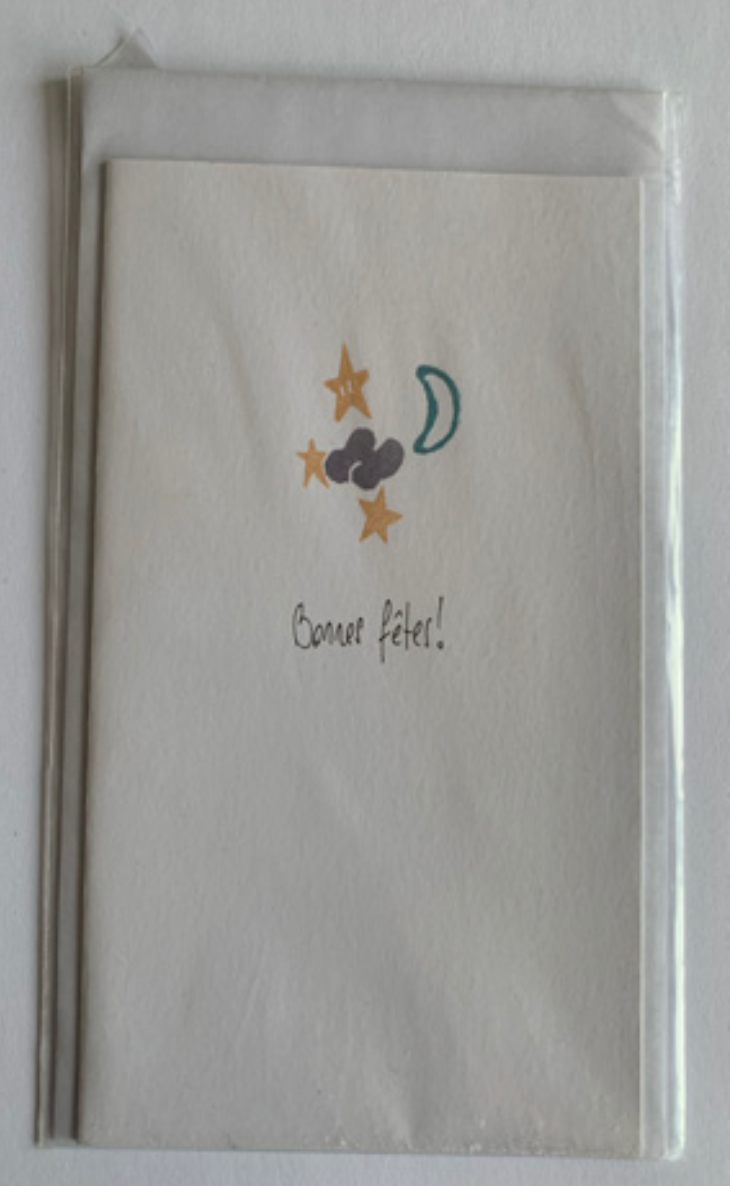 carte de vœux - nuage étoilés linogravure A6