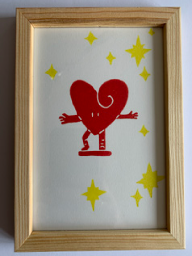 Cadre cœur - 3 modèles en linogravure