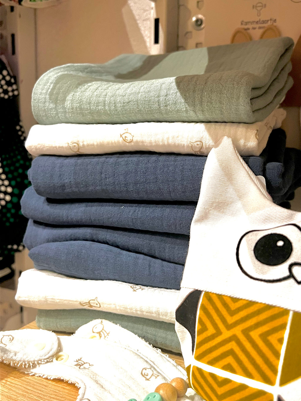 Lange hydrophile bleu denim - Triple gaze fait main