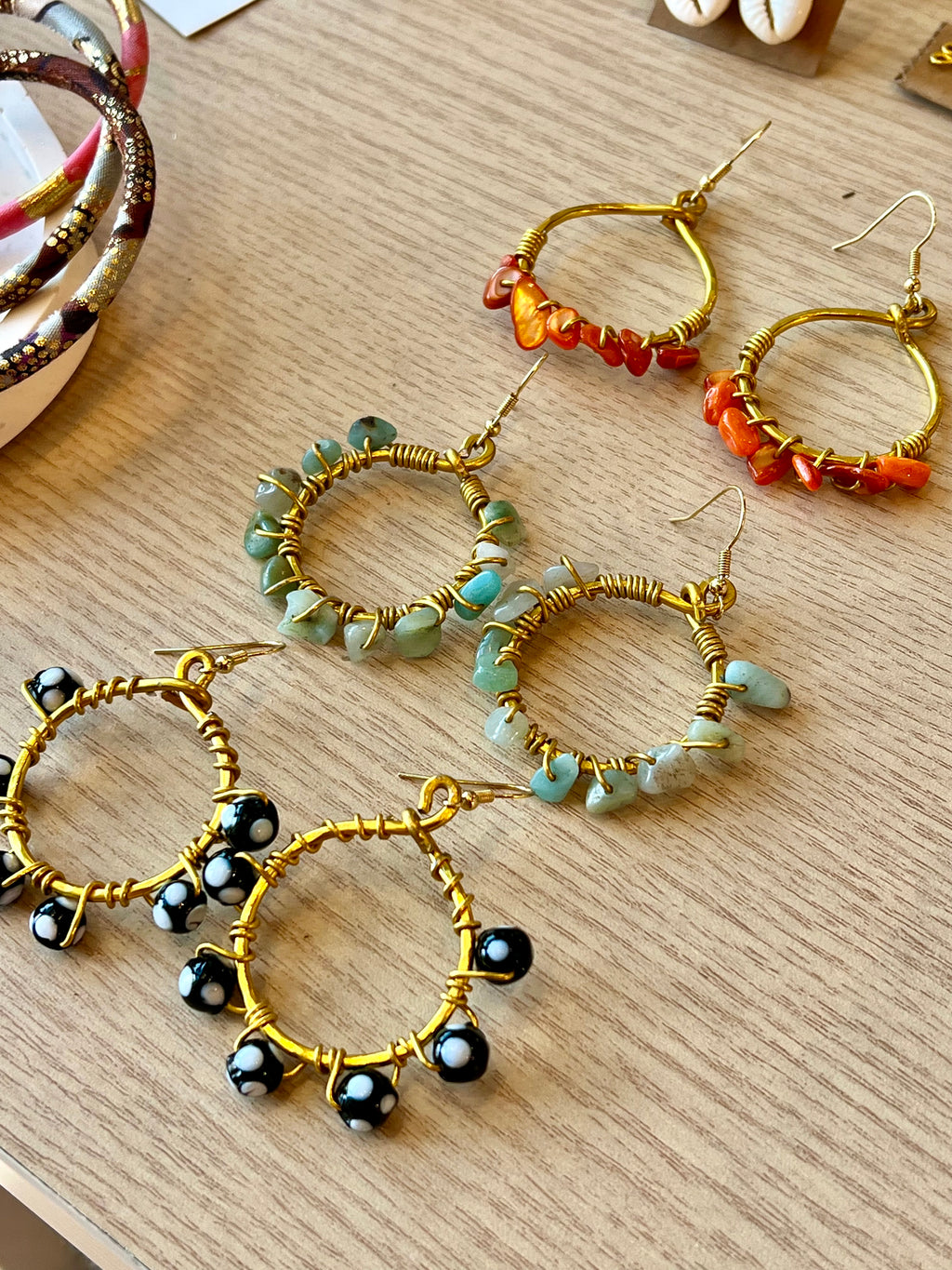 Boucles d'oreilles avec pierres et perles sibitch - bijoux