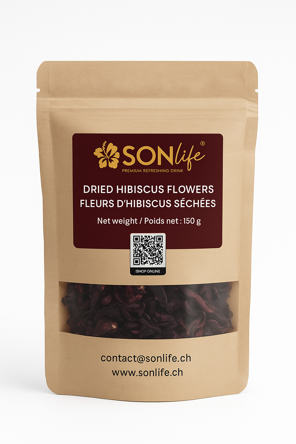 SONLIFE Pack  découverte Fleurs d’hibiscus séchées 150g +3 bouteilles Sonlife