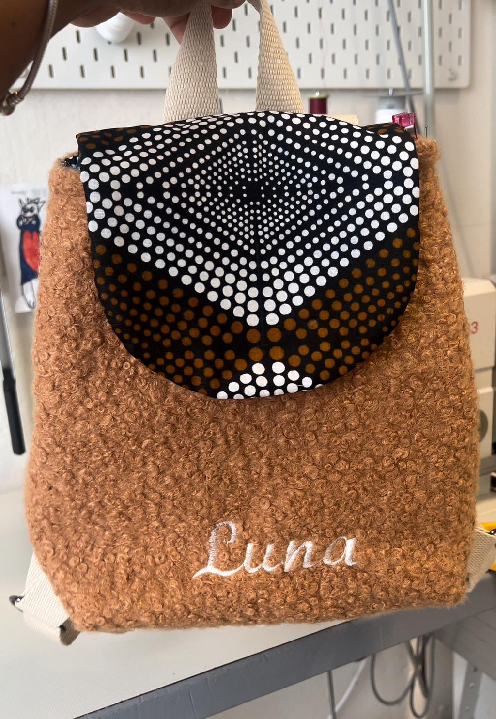 Sac à dos bouclette personnalisable avec broderie