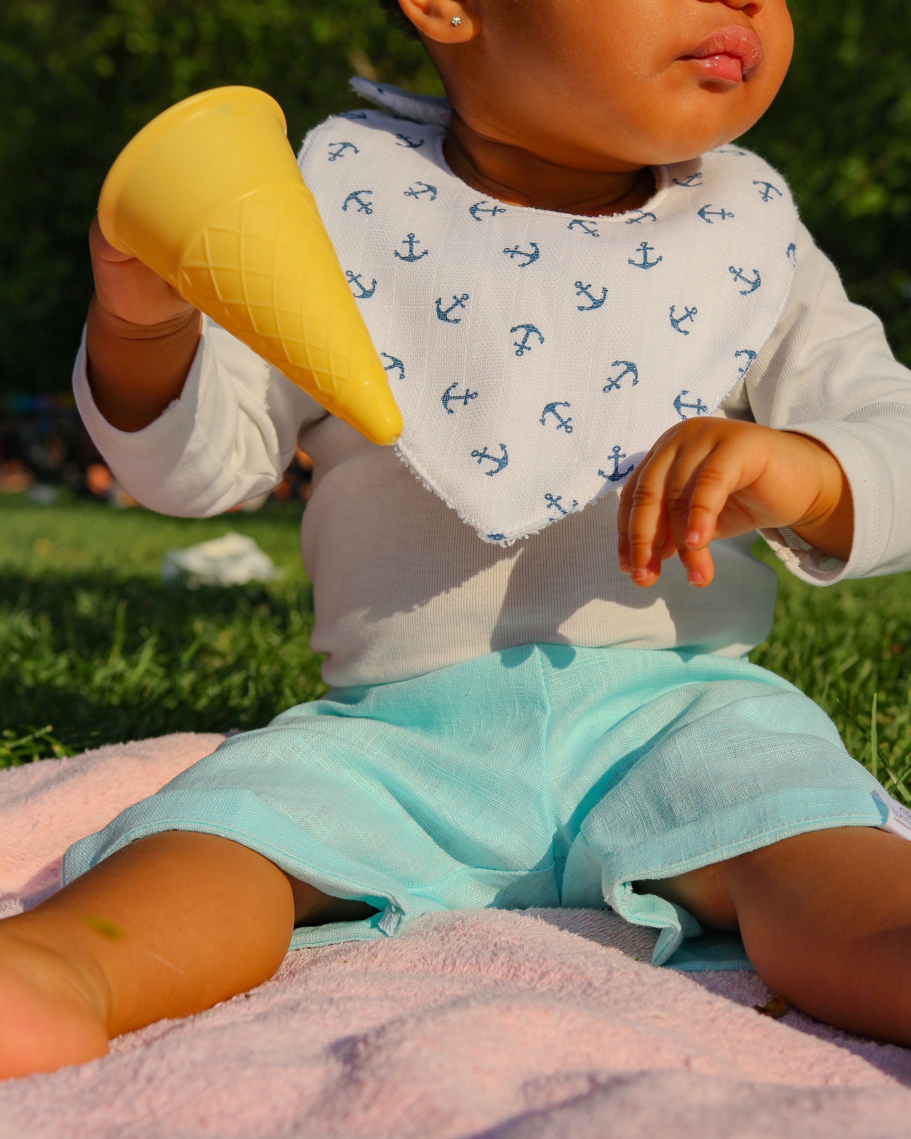 Bermuda Lino Azul | Short en Lin Unis